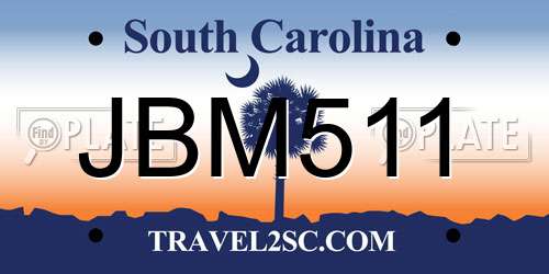 JBM511 South Carolina License Plate