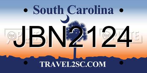 JBN2124 South Carolina License Plate