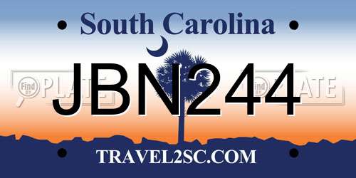 JBN244 South Carolina License Plate