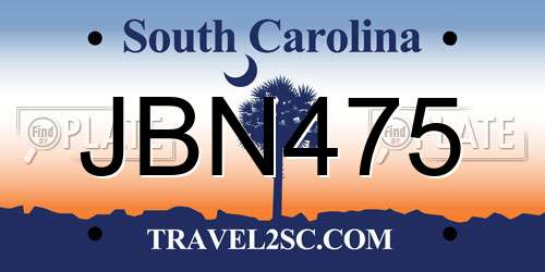 JBN475 South Carolina License Plate