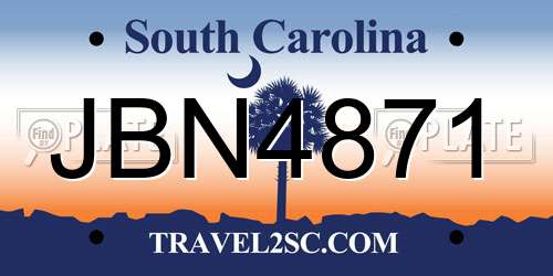 JBN4871 South Carolina License Plate
