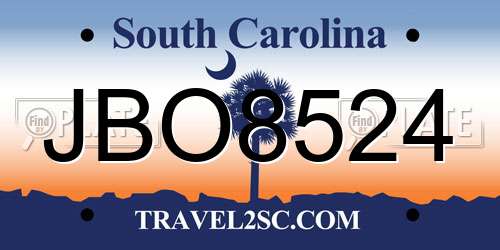 JBO8524 South Carolina License Plate