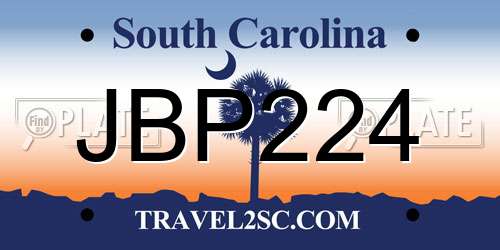 JBP224 South Carolina License Plate