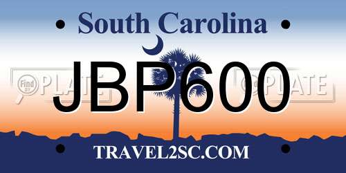 JBP600 South Carolina License Plate