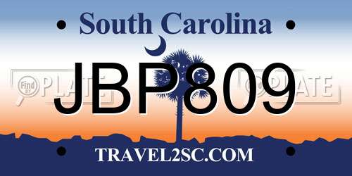 JBP809 South Carolina License Plate