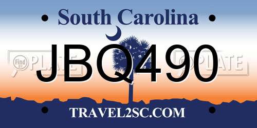 JBQ490 South Carolina License Plate