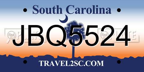 JBQ5524 South Carolina License Plate