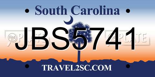 JBS5741 South Carolina License Plate