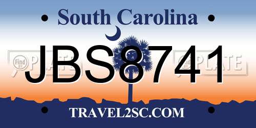 JBS8741 South Carolina License Plate