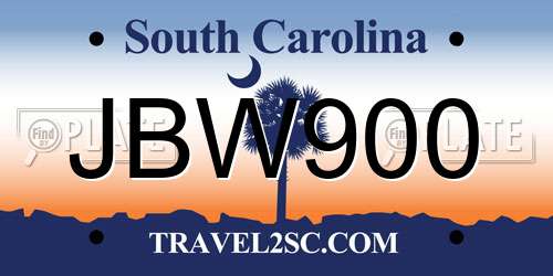 JBW900 South Carolina License Plate