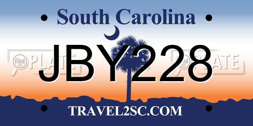 JBY228 South Carolina License Plate