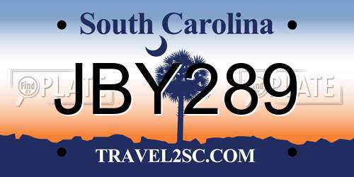 JBY289 South Carolina License Plate