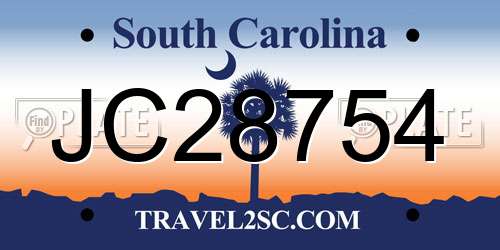 JC28754 South Carolina License Plate