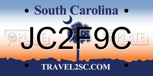 JC2F9C South Carolina License Plate