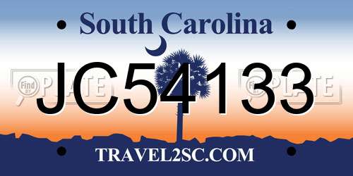 JC54133 South Carolina License Plate