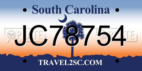 JC78754 South Carolina License Plate