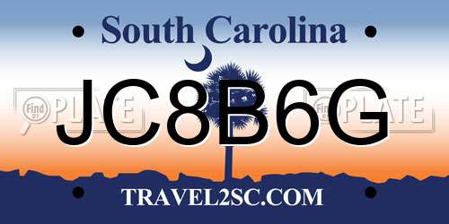 JC8B6G South Carolina License Plate