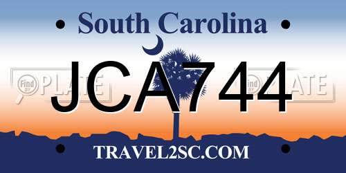 JCA744 South Carolina License Plate