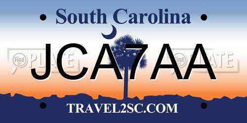 JCA7AA South Carolina License Plate