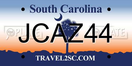 JCAZ44 South Carolina License Plate