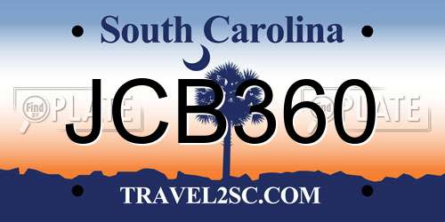 JCB360 South Carolina License Plate