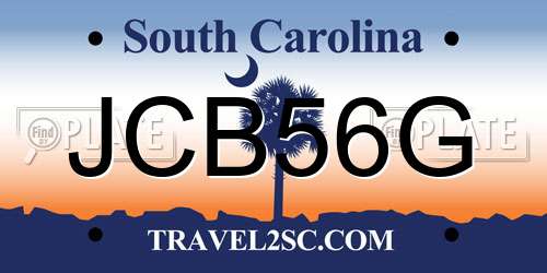 JCB56G South Carolina License Plate