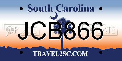 JCB866 South Carolina License Plate