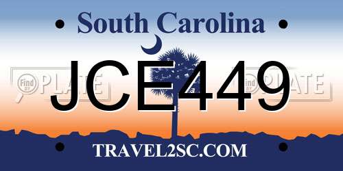 JCE449 South Carolina License Plate
