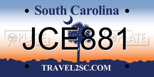 JCE881 South Carolina License Plate