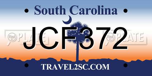 JCF372 South Carolina License Plate