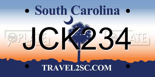 JCK234 South Carolina License Plate