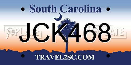 JCK468 South Carolina License Plate