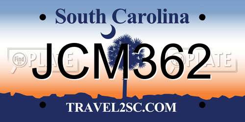 JCM362 South Carolina License Plate