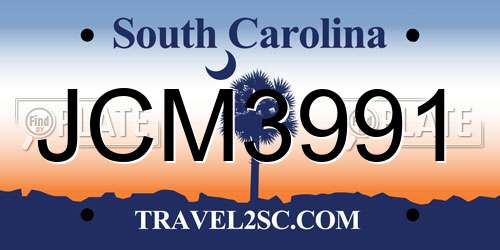 JCM3991 South Carolina License Plate