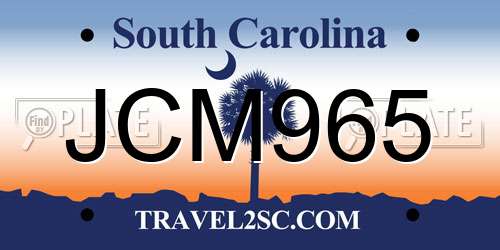 JCM965 South Carolina License Plate