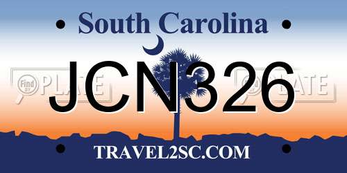 JCN326 South Carolina License Plate