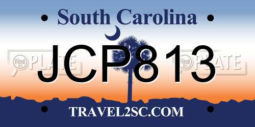 JCP813 South Carolina License Plate