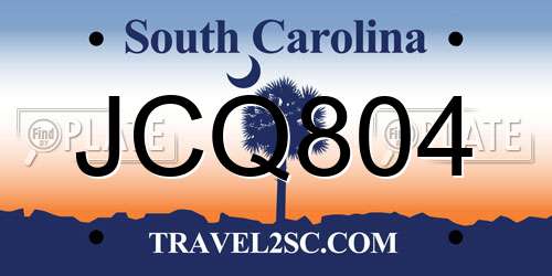 JCQ804 South Carolina License Plate