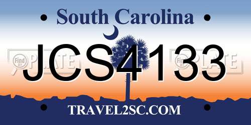 JCS4133 South Carolina License Plate