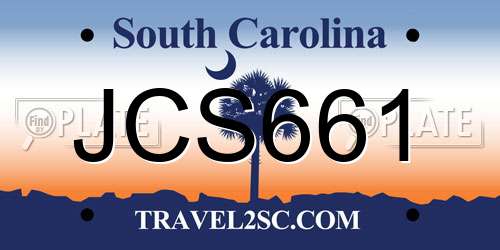 JCS661 South Carolina License Plate