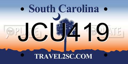 JCU419 South Carolina License Plate
