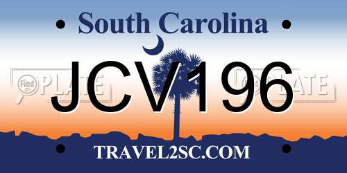 JCV196 South Carolina License Plate