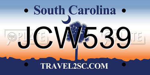 JCW539 South Carolina License Plate