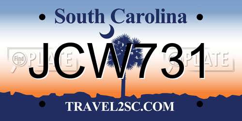 JCW731 South Carolina License Plate