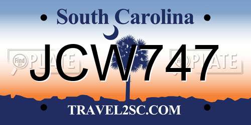 JCW747 South Carolina License Plate