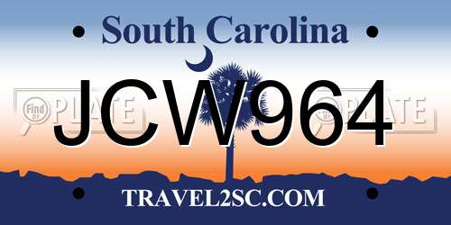 JCW964 South Carolina License Plate