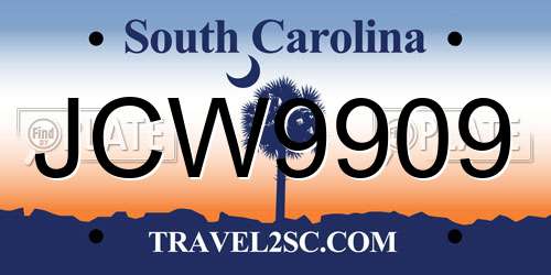 JCW9909 South Carolina License Plate
