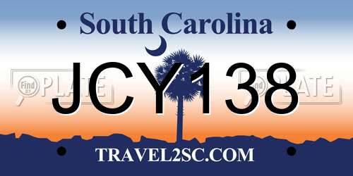 JCY138 South Carolina License Plate