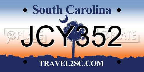 JCY352 South Carolina License Plate