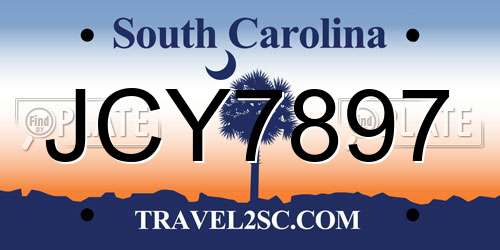 JCY7897 South Carolina License Plate